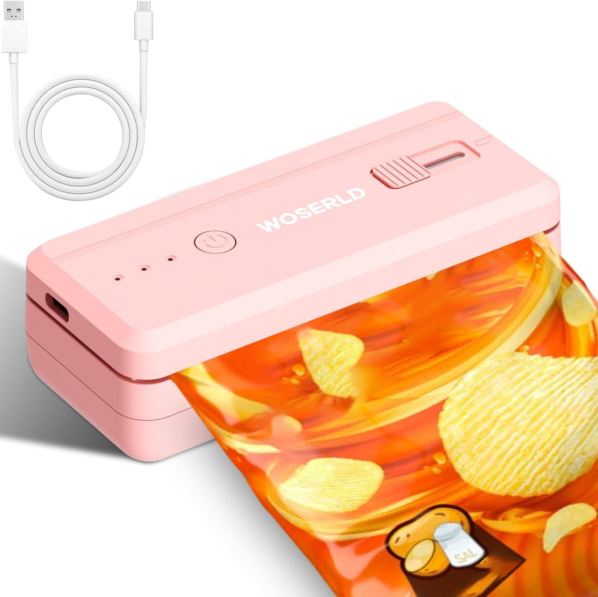 Mini Bag Sealer and Cutter magnet 1300mAh Rechargeable Chip Bag Sealer Machine Sealer Portable Heat Sealer Kitchen Food packaging Plastic bag resealer (White)