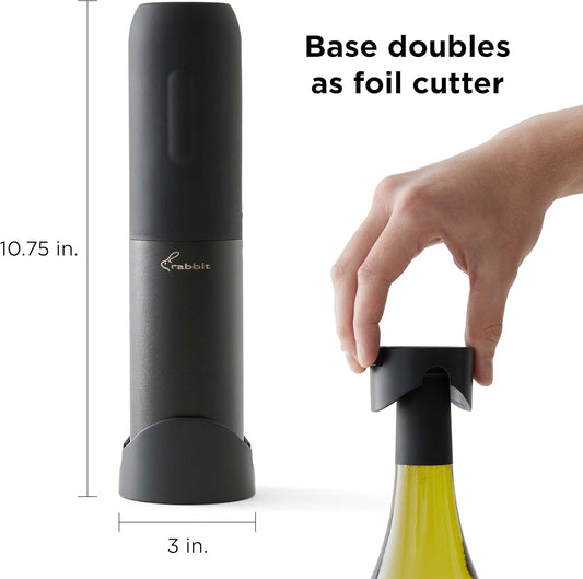 Electric Corkscrew Wine Opener - Push Button Automatic Bottle Opener, Compact Design, Opens Bottles Quietly, Stores Vertically or Horizontally