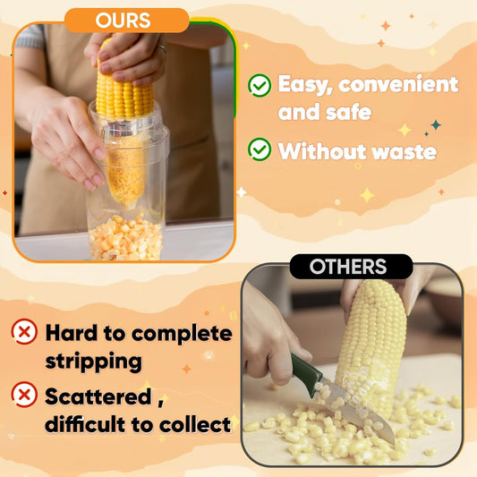 Corn Cob Stripper, Corn Peeler for Corn on the Cob, with Bowl Fast No-Mess Kernel Cutter Tool for Effortless Prep with Serrated Blade for Home & Kitchen