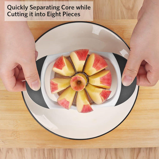 Apple Slicer & Corer Set, Apple Cutter and Fruit Slicer with Sharp Stainless Steel Blades and Ergonomic Non-Slip Handles, Ideal for Cutting a Wide Range of Fruits, Black
