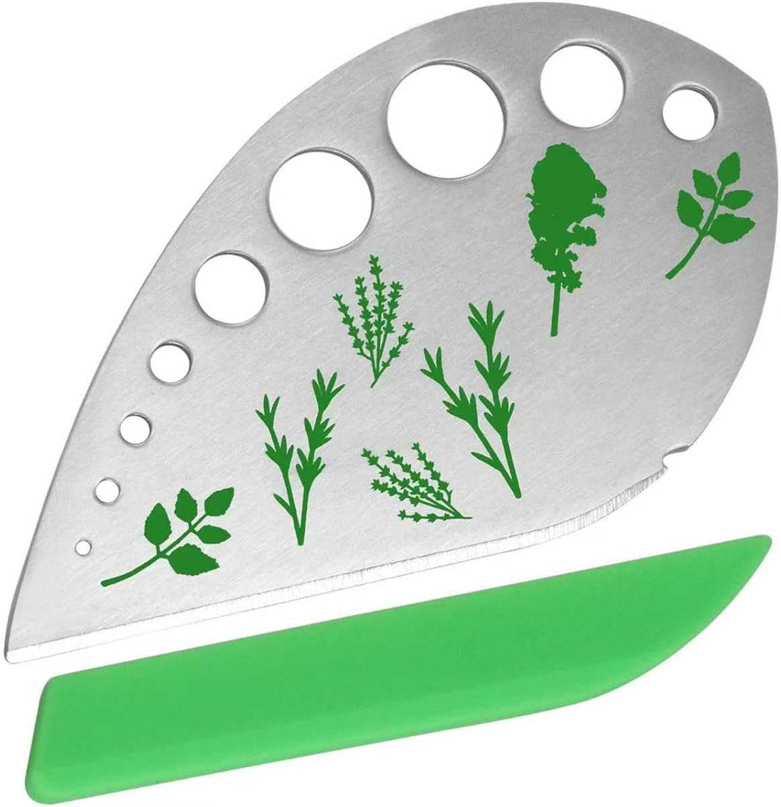 Herb Stripper, Jiaedge Green 9 holes Stainless Steel Kitchen Herbs Leaf Stripping Tool