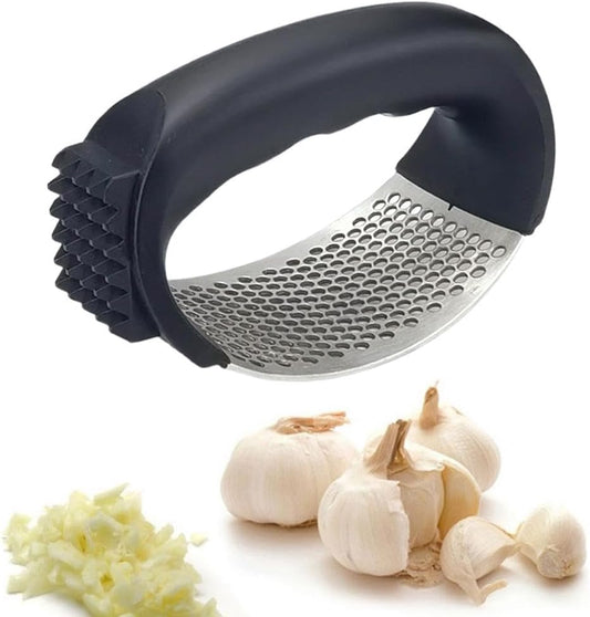 Garlic Press,Stainless Steel Garlic Mincer Crusher,Easy-Squeeze G-arlic Tool with Peeler and Cleaning Brush for Smashing G-ar