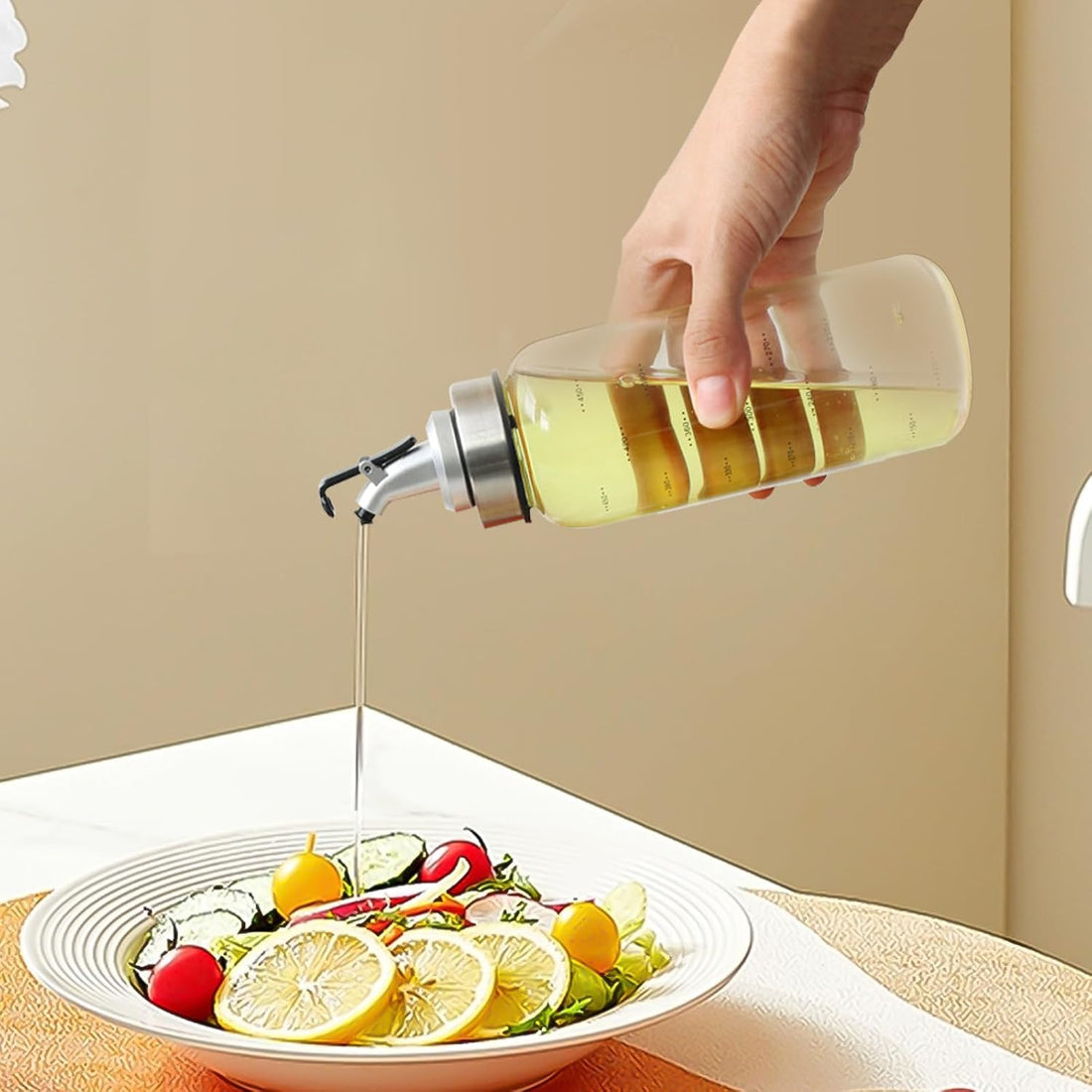 Olive Oil Dispenser Bottle, Syrup & Vinegar Glass Pour Bottles for Kitchen, Cooking Soy Sauce Dispenser, Cruet Salad Dressing