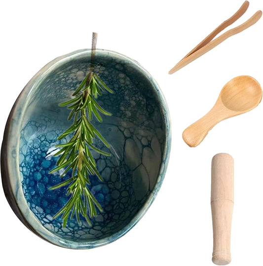 Pottery Herb Stripper Bowl, Handmade Pottery Herb Stripper Ceramic Herb Stripper Quick Stem Removal Ceramic Bowl 2025 New Cer