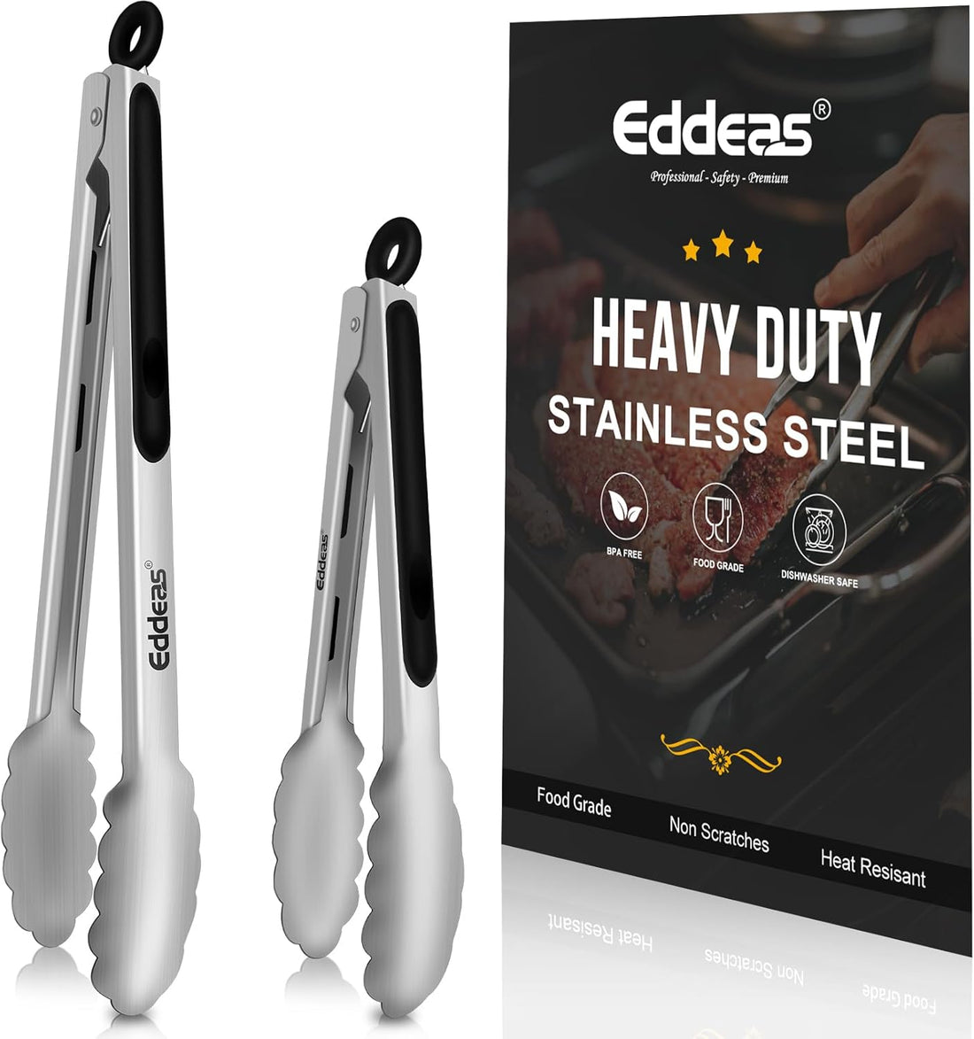 Tongs For Cooking - Heat Resistant 600 Degrees Stainless Steel Kitchen Tong,Heavy Duty Metal Locking Tongs - Perfect for Food