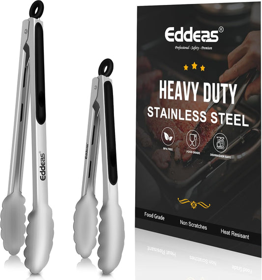 Tongs For Cooking - Heat Resistant 600 Degrees Stainless Steel Kitchen Tong,Heavy Duty Metal Locking Tongs - Perfect for Food