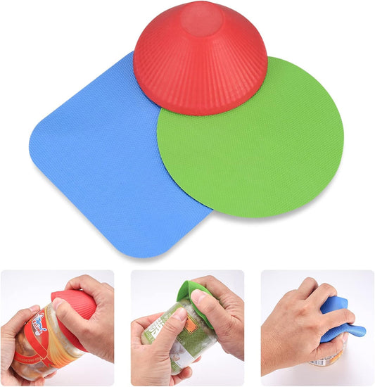 3 Pcs Rubber Jar Opener Gripper Pads, Multi Purpose Jar Bottle Can Lids Gripper Openers Reusable, for Seniors Weak Hands, Mos