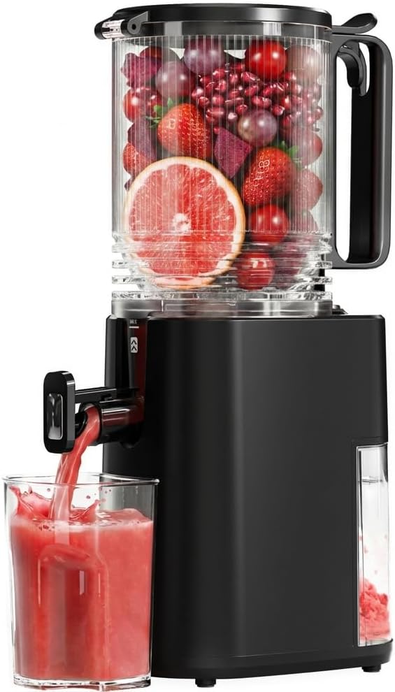 Cold Press Juicer, 5.5inch Wide Feed Chute Juicer Extractor Machine, Slow Masticating Juicer for Whole Vegetables & Fruits, B