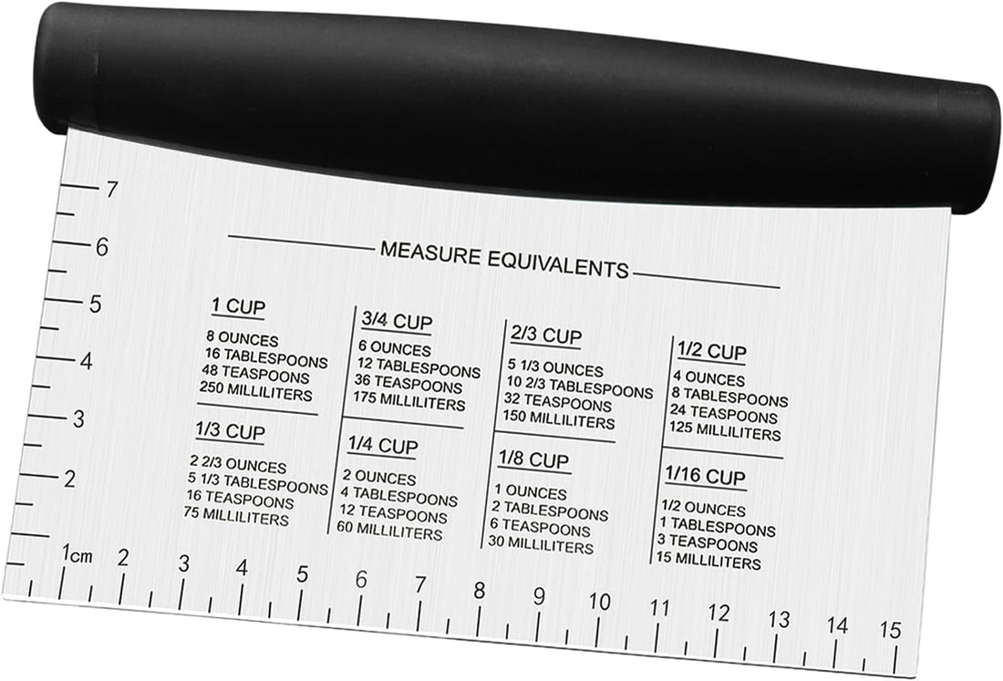 Stainless Steel Dough Bench Scraper & Chopper, Pastry Cutter for Kitchen (1 Pack, Black)