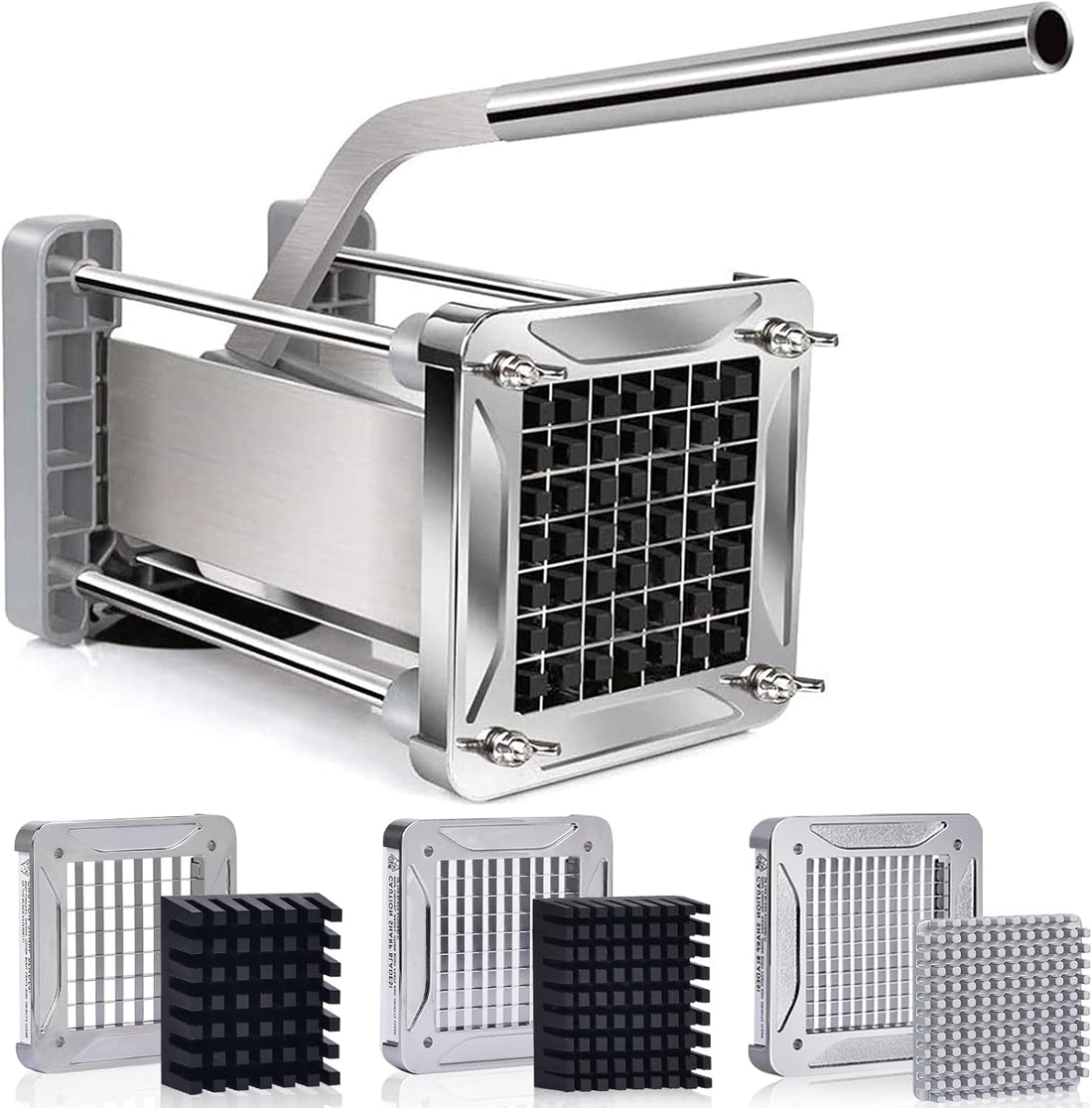 French Fry Cutter, Professional Potato Cutter Stainless Steel with 1/2-Inch and 1/4-Inch and 3/8-Inch Blade Great for Potatoe
