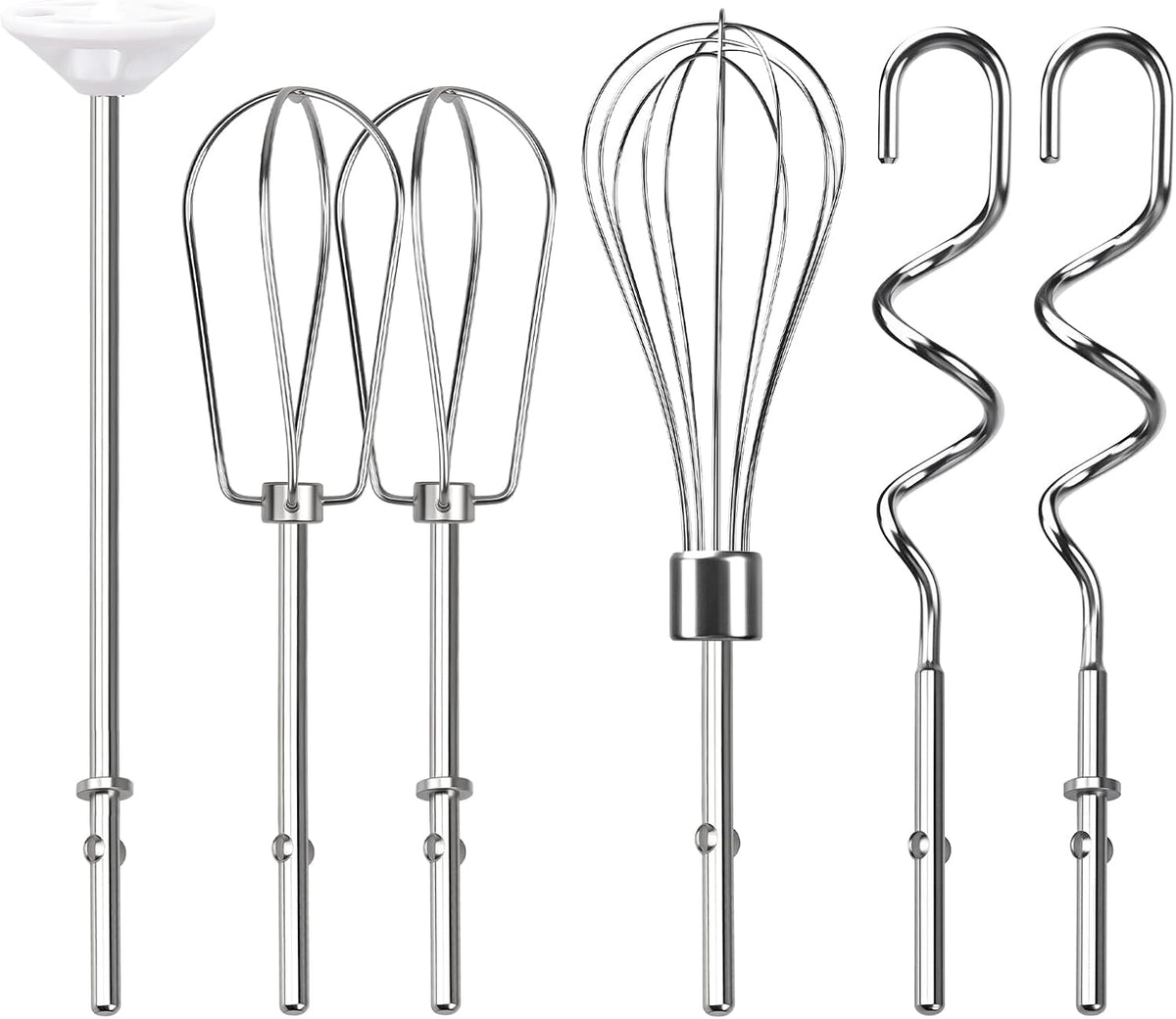Hand Mixer Beaters Attachments, Whisk, Dough Hooks, and Liquid Blending Rod, Stainless Steel Hand Mixer Accessories Compatible with Kitchenaid Hand Mixers KHM3 KHM5 KHM7 KHM9, KHM926, KHM512, Set of 6