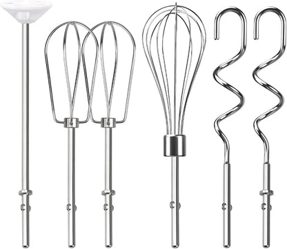 Hand Mixer Beaters Attachments, Whisk, Dough Hooks, and Liquid Blending Rod, Stainless Steel Hand Mixer Accessories Compatible with Kitchenaid Hand Mixers KHM3 KHM5 KHM7 KHM9, KHM926, KHM512, Set of 6