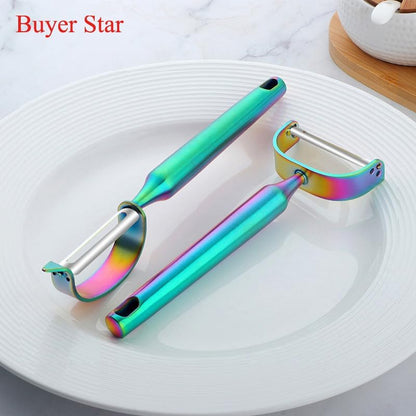 Stainless Steel Vegetable Peeler Gold 2 Pieces, with Potato Eye Remover & Swiveling Twin Blades, Y Shaped Titan Potato Peeler for Fruit & Veggie, Dishwasher Safe