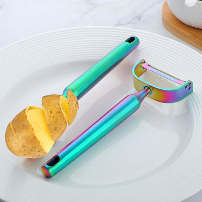 Stainless Steel Vegetable Peeler Gold 2 Pieces, with Potato Eye Remover & Swiveling Twin Blades, Y Shaped Titan Potato Peeler for Fruit & Veggie, Dishwasher Safe