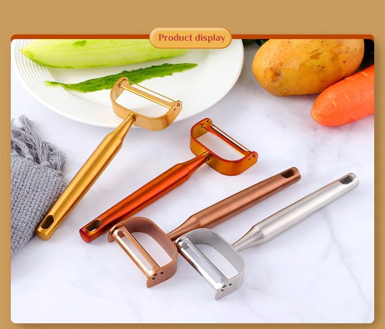 Stainless Steel Vegetable Peeler Gold 2 Pieces, with Potato Eye Remover & Swiveling Twin Blades, Y Shaped Titan Potato Peeler for Fruit & Veggie, Dishwasher Safe