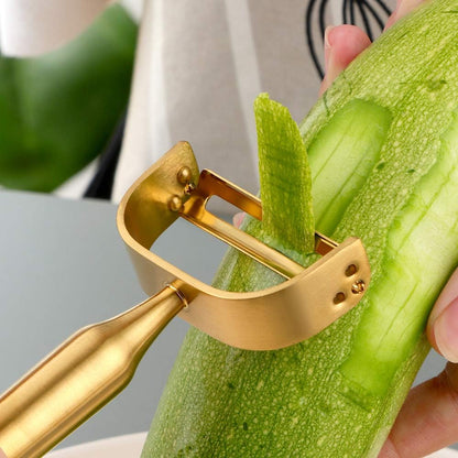 Stainless Steel Vegetable Peeler Gold 2 Pieces, with Potato Eye Remover & Swiveling Twin Blades, Y Shaped Titan Potato Peeler for Fruit & Veggie, Dishwasher Safe