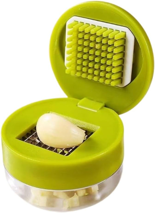 Mini Garlic Chopper and Press, ABS and Stainless Steel Garlic Slicer Handheld Ginger Masher with Storage Case