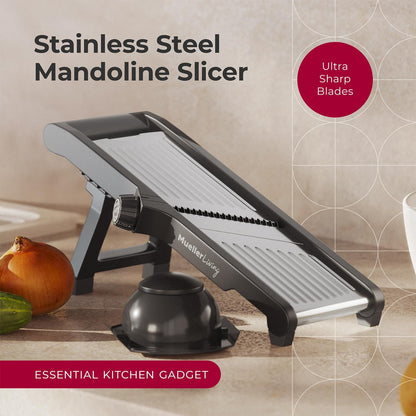 Austria Mandoline Slicer for Kitchen, Adjustable Vegetable Chopper, Fruit, Cheese Grater, Potato Chips Slicer - Black