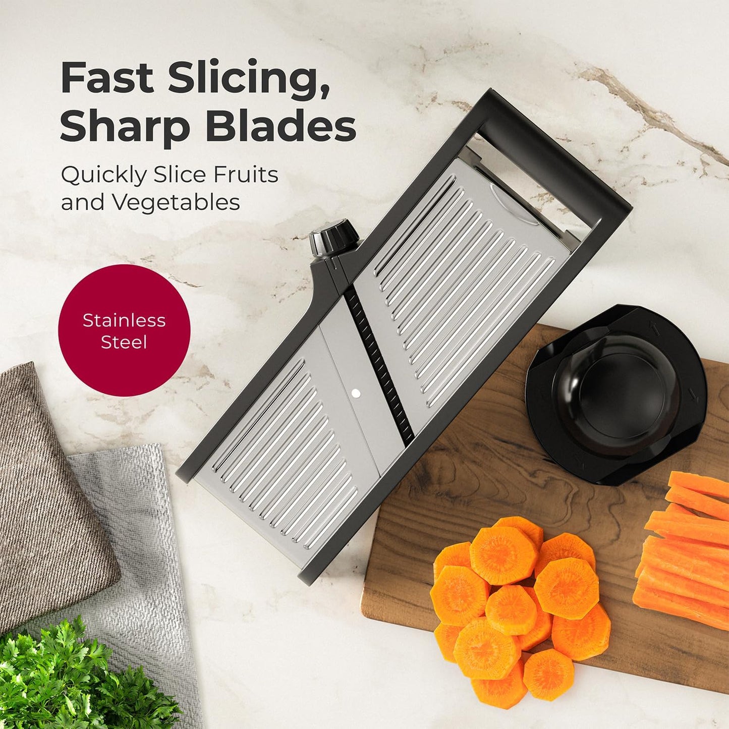 Austria Mandoline Slicer for Kitchen, Adjustable Vegetable Chopper, Fruit, Cheese Grater, Potato Chips Slicer - Black