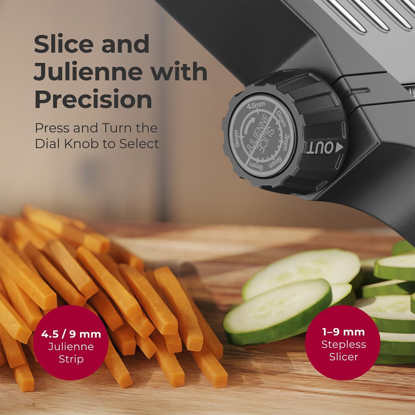 Austria Mandoline Slicer for Kitchen, Adjustable Vegetable Chopper, Fruit, Cheese Grater, Potato Chips Slicer - Black