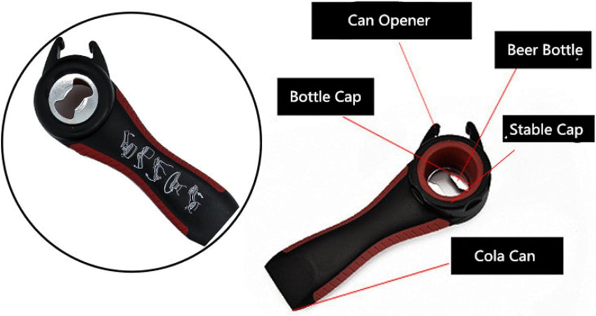 2 pcs 5 In 1 Multi Function Multi-function Can Jar Bottle Open/Tighten Bottle Jar Can Opener for Small Hands, Seniors or Anyone Who Suffers from Arthritis Good Kitchen Tool (black/white)
