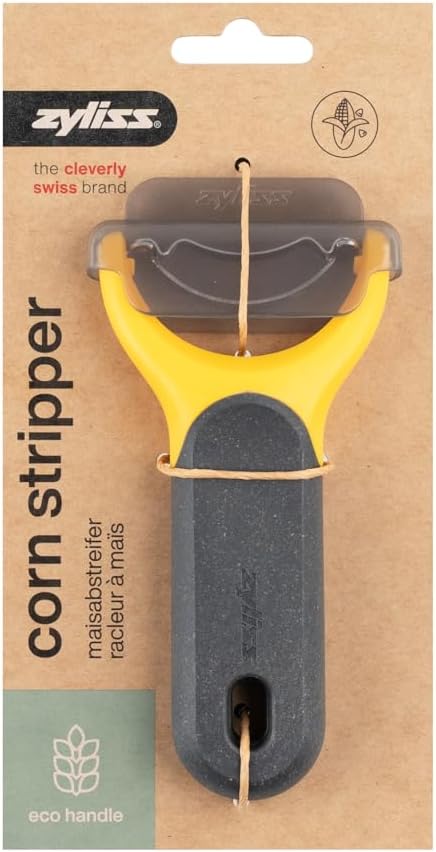 Corn Stripper – Extra Sharp Corn on the Cob Stripper Tool & Kernel Remover with Stainless Steel Serrated Blade – Ergonomic Handle – Dishwasher Safe – Yellow/Black