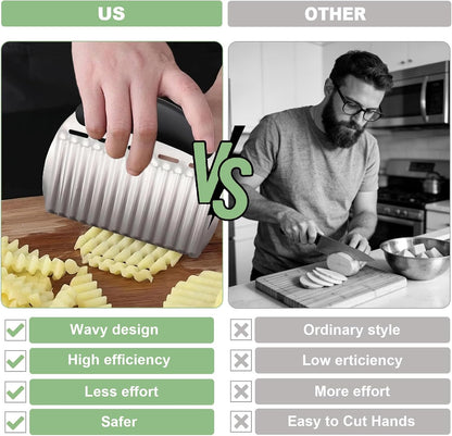 Stainless Steel Onion Holder for Slicing & Crinkle Cutter, for Home Kitchen | Onion Slicer Holder, Crinkle Cutter, French Fry & Vegetable Cutter for Potatoes, Lemon and Tomatoes, Ergonomic Handle