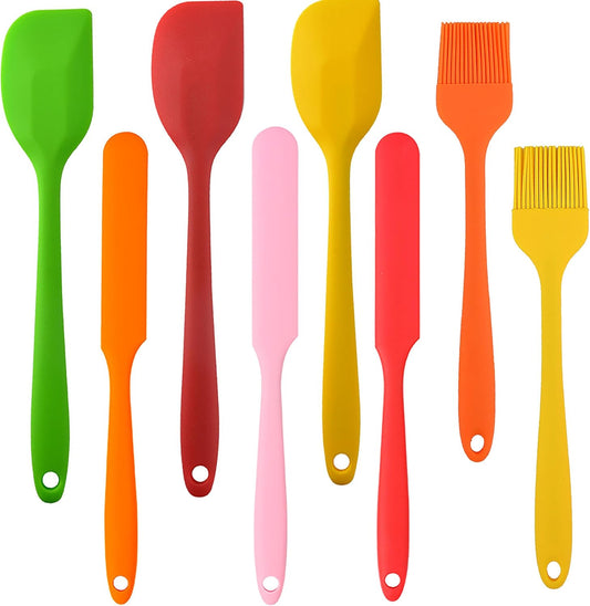 8Pcs Silicone Spatula Set w/Basting Brush – Heat Resistant Rubber Scraper Spatulas for Cooking Baking, Non-Stick Safe, Food Grade BPA-Free, Dishwasher Safe