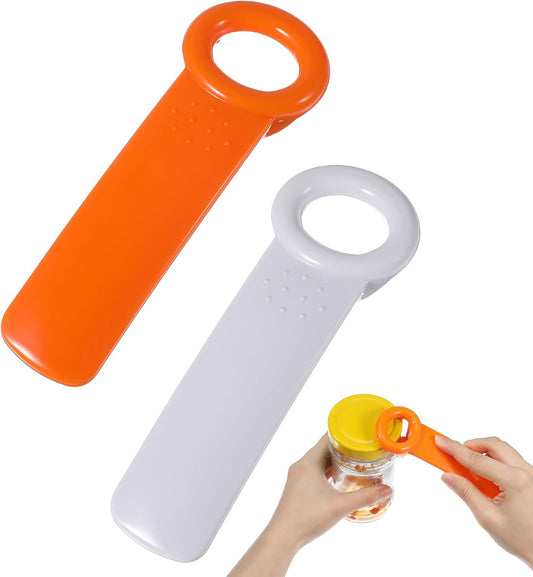 Jar Key, 2Pcs Jar Key Lid Opener for Seniors, Women, Men, Opening Jars Lid (Orange & White)