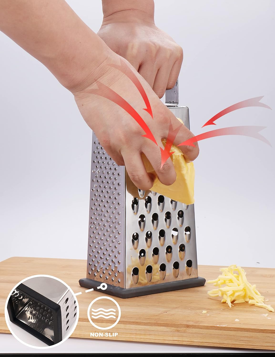 Cheese Grater, 4-Sided Box Grater for Cheese, Vegetable & Fruit