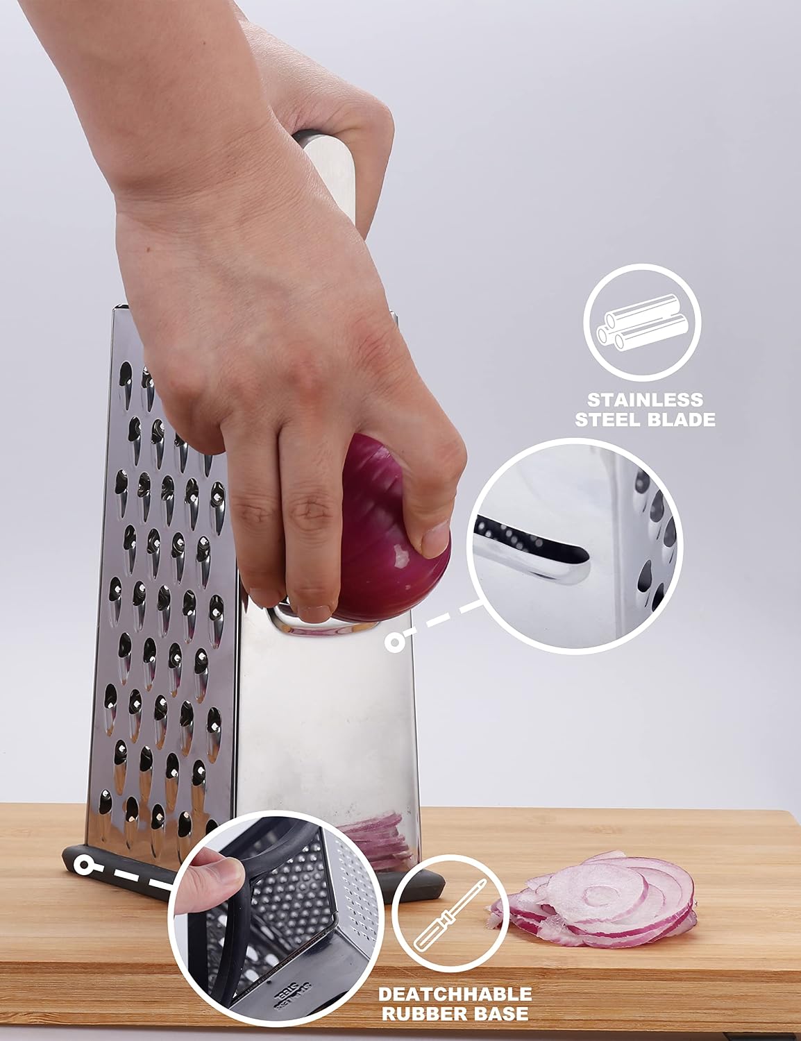 Cheese Grater, 4-Sided Box Grater for Cheese, Vegetable & Fruit
