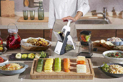 Safe Mandoline Slicer Kitchen, All in 1 Vegetable Slicer, Gray