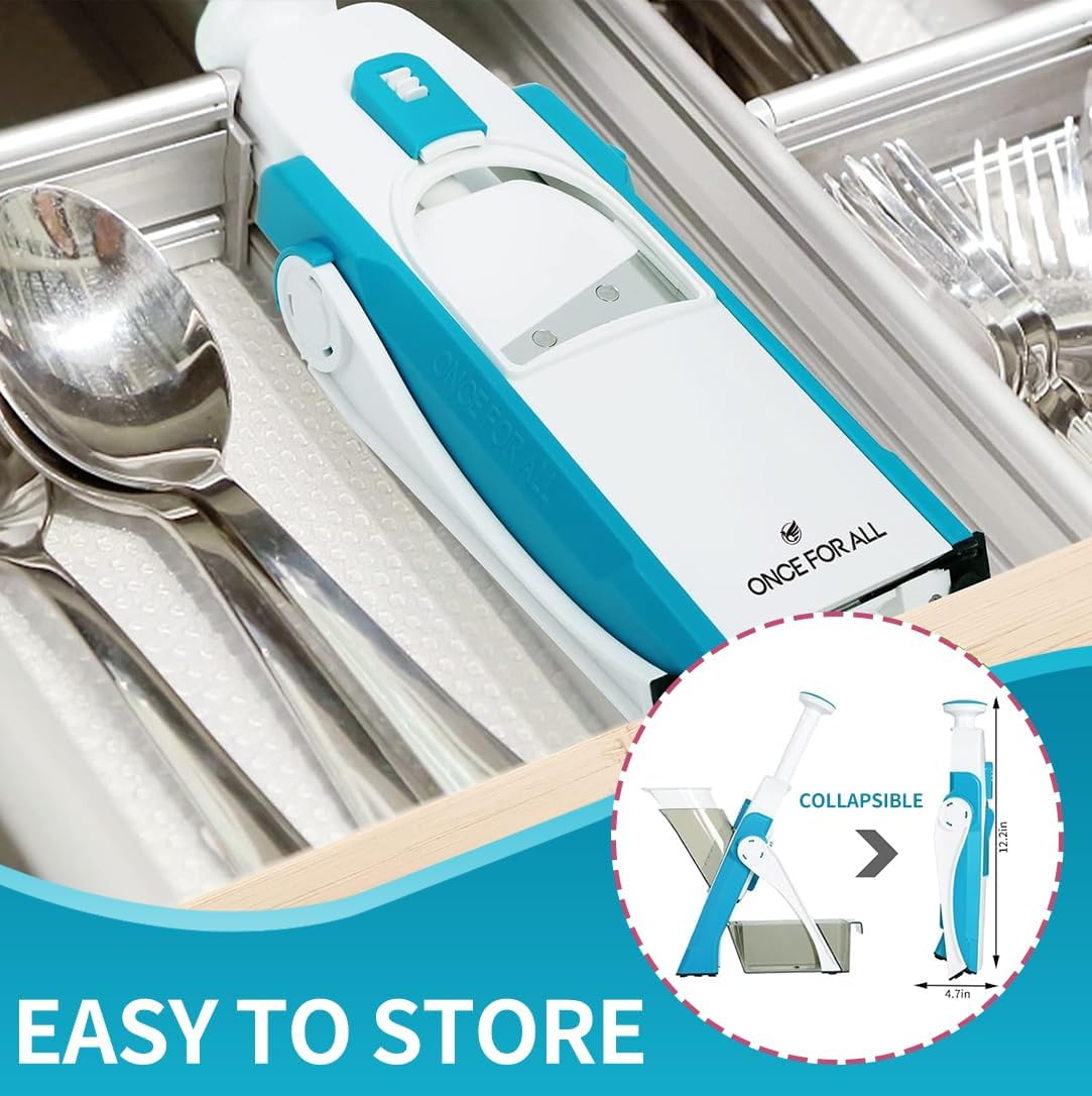Safe Mandoline Slicer Kitchen, All in 1 Vegetable Slicer, Gray