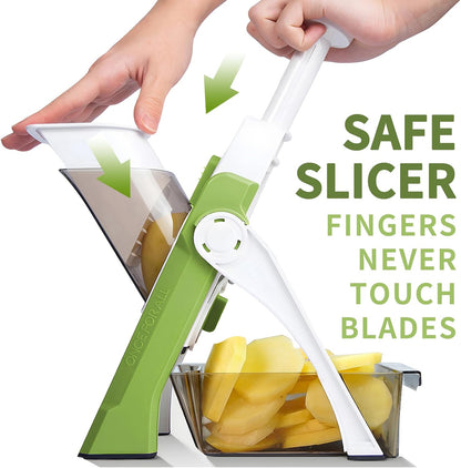 Safe Mandoline Slicer Kitchen, All in 1 Vegetable Slicer, Gray