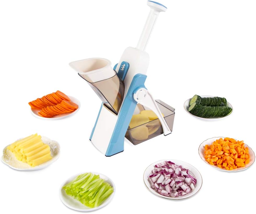 Safe Mandoline Slicer Kitchen, All in 1 Vegetable Slicer, Gray