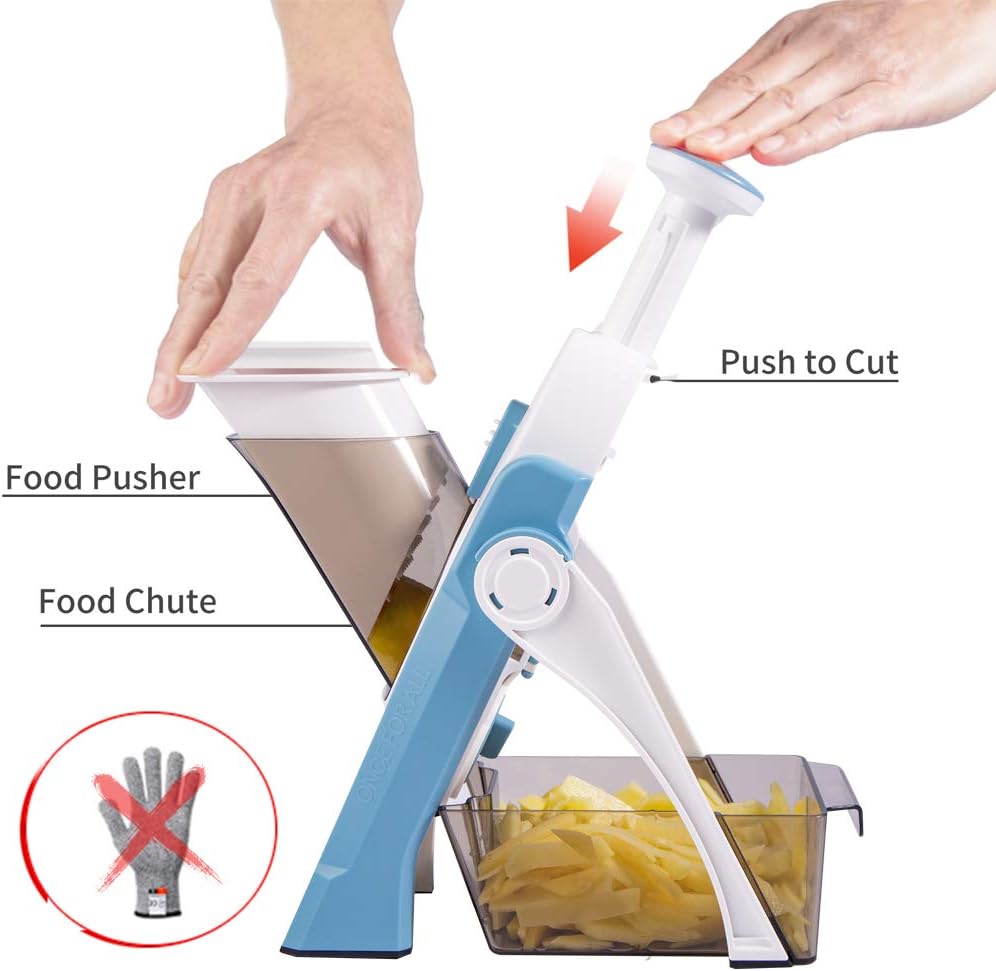 Safe Mandoline Slicer Kitchen, All in 1 Vegetable Slicer, Gray