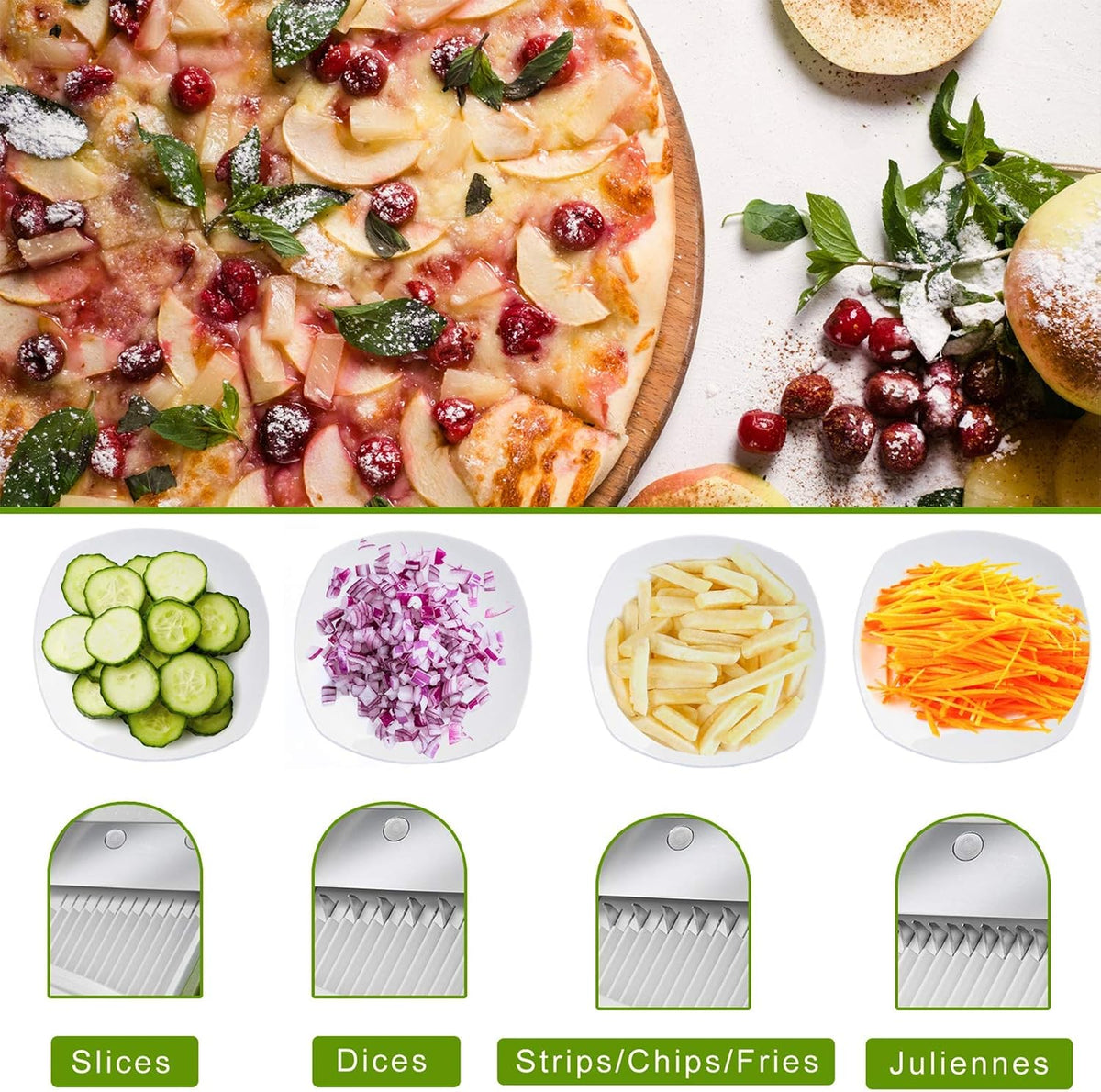 Safe Mandoline Slicer Kitchen, All in 1 Vegetable Slicer, Gray
