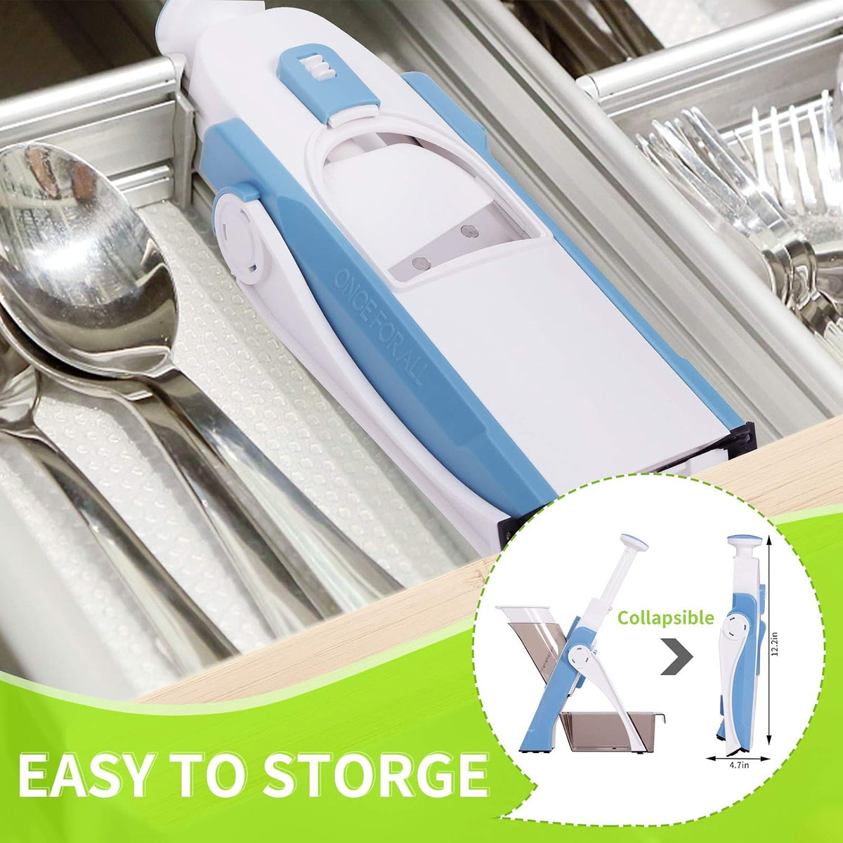 Safe Mandoline Slicer Kitchen, All in 1 Vegetable Slicer, Gray
