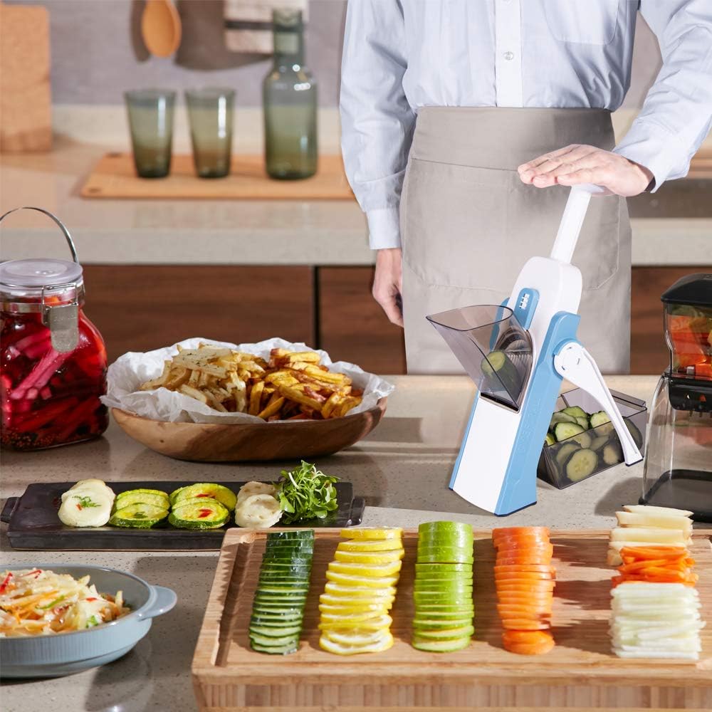 Safe Mandoline Slicer Kitchen, All in 1 Vegetable Slicer, Gray