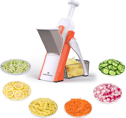 Safe Mandoline Slicer Kitchen, All in 1 Vegetable Slicer, Gray