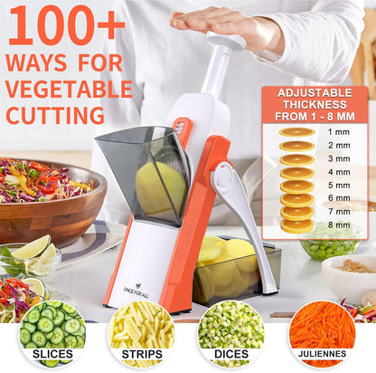 Safe Mandoline Slicer Kitchen, All in 1 Vegetable Slicer, Gray
