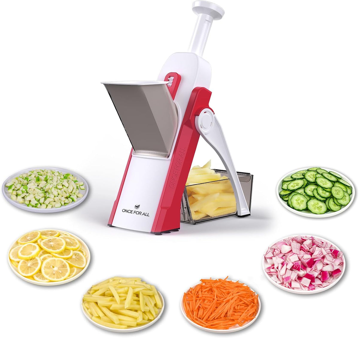 Safe Mandoline Slicer Kitchen, All in 1 Vegetable Slicer, Gray