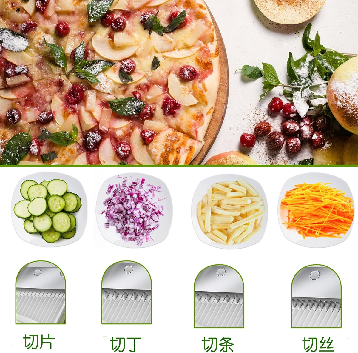 Safe Mandoline Slicer Kitchen, All in 1 Vegetable Slicer, Gray