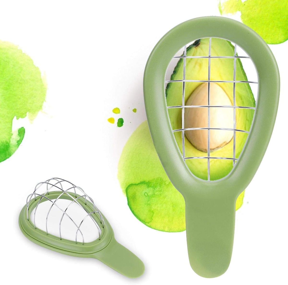 Avocado Cuber Tool, Stainless Steel Avocado Slicer Cutter Salad Tools Kitchen Gadget with Ergonomic Handle for Salads, Guacamole or Smoothie, 6.3x3.2in