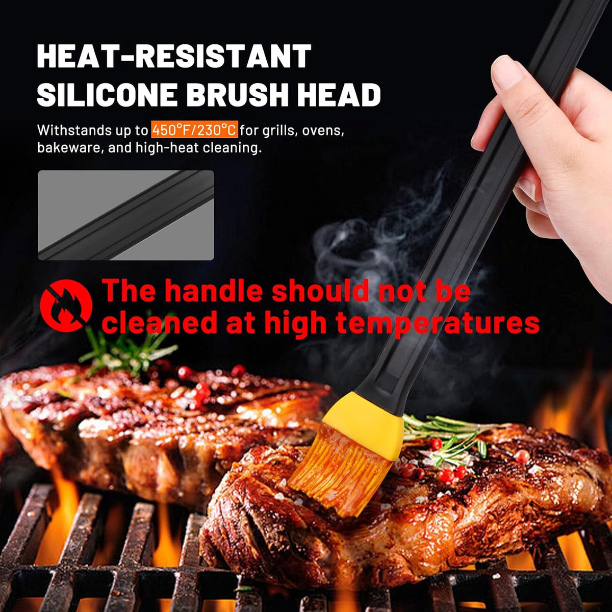 14in 2 Tone Silicone Basting Brush, Long Handle, Kitchen Brush for BBQ