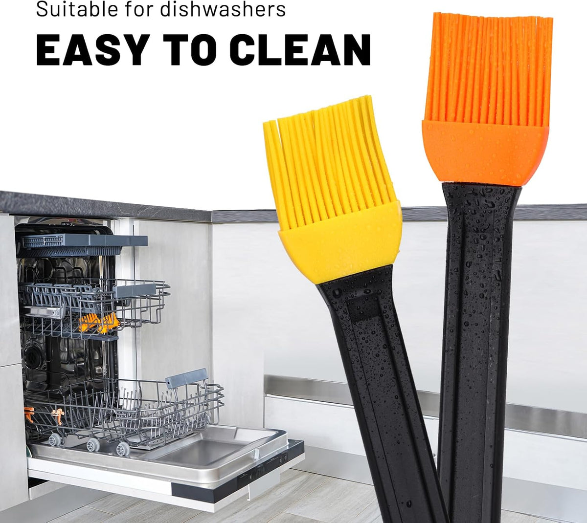 14in 2 Tone Silicone Basting Brush, Long Handle, Kitchen Brush for BBQ