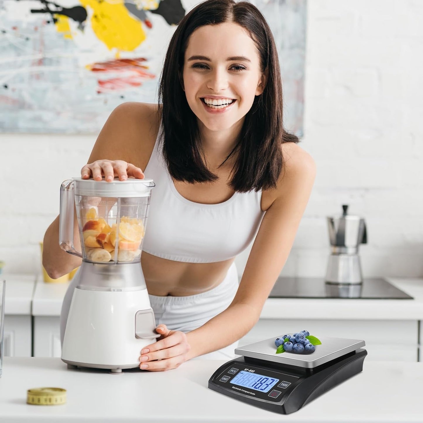 Large 30kg/66lb Food Scale for Baking Cooking Stainless Bread Scale with LCD Display Counting Scales for Coins Adapter Included(Stainless Black)