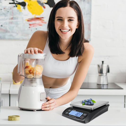 Large 30kg/66lb Food Scale for Baking Cooking Stainless Bread Scale with LCD Display Counting Scales for Coins Adapter Included(Stainless Black)