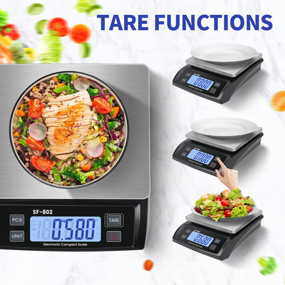 Large 30kg/66lb Food Scale for Baking Cooking Stainless Bread Scale with LCD Display Counting Scales for Coins Adapter Included(Stainless Black)