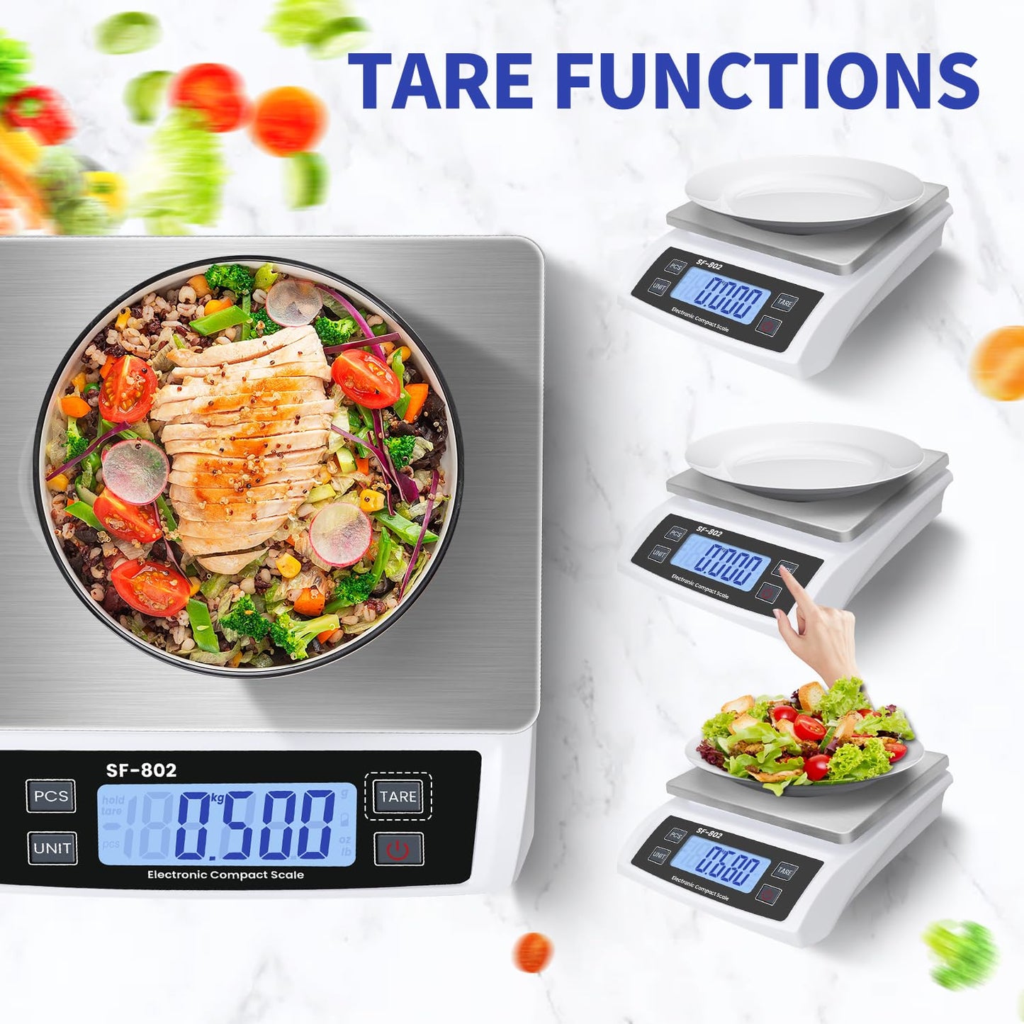 Large 30kg/66lb Food Scale for Baking Cooking Stainless Bread Scale with LCD Display Counting Scales for Coins Adapter Included(Stainless Black)